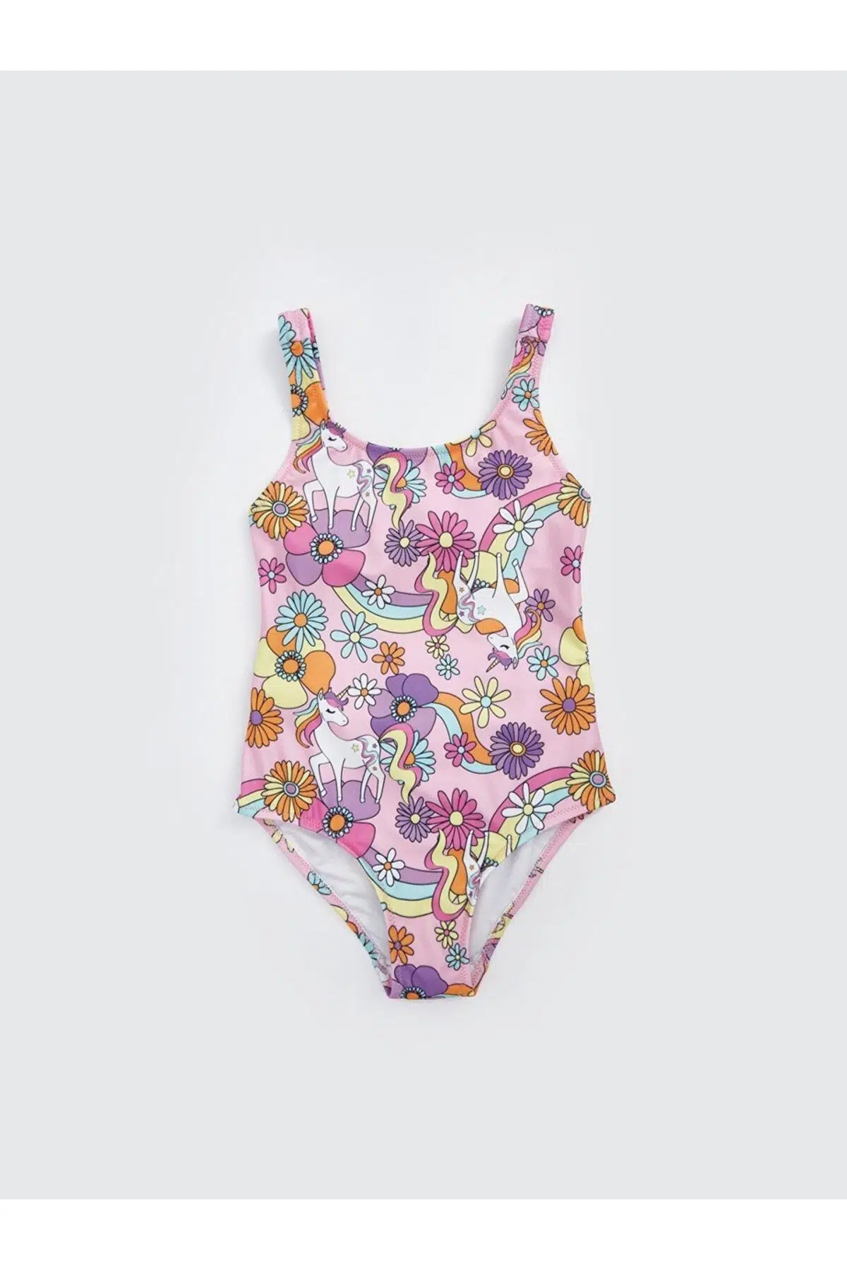 Baskılı Fırfır Detaylı Kız Çocuk Mayo