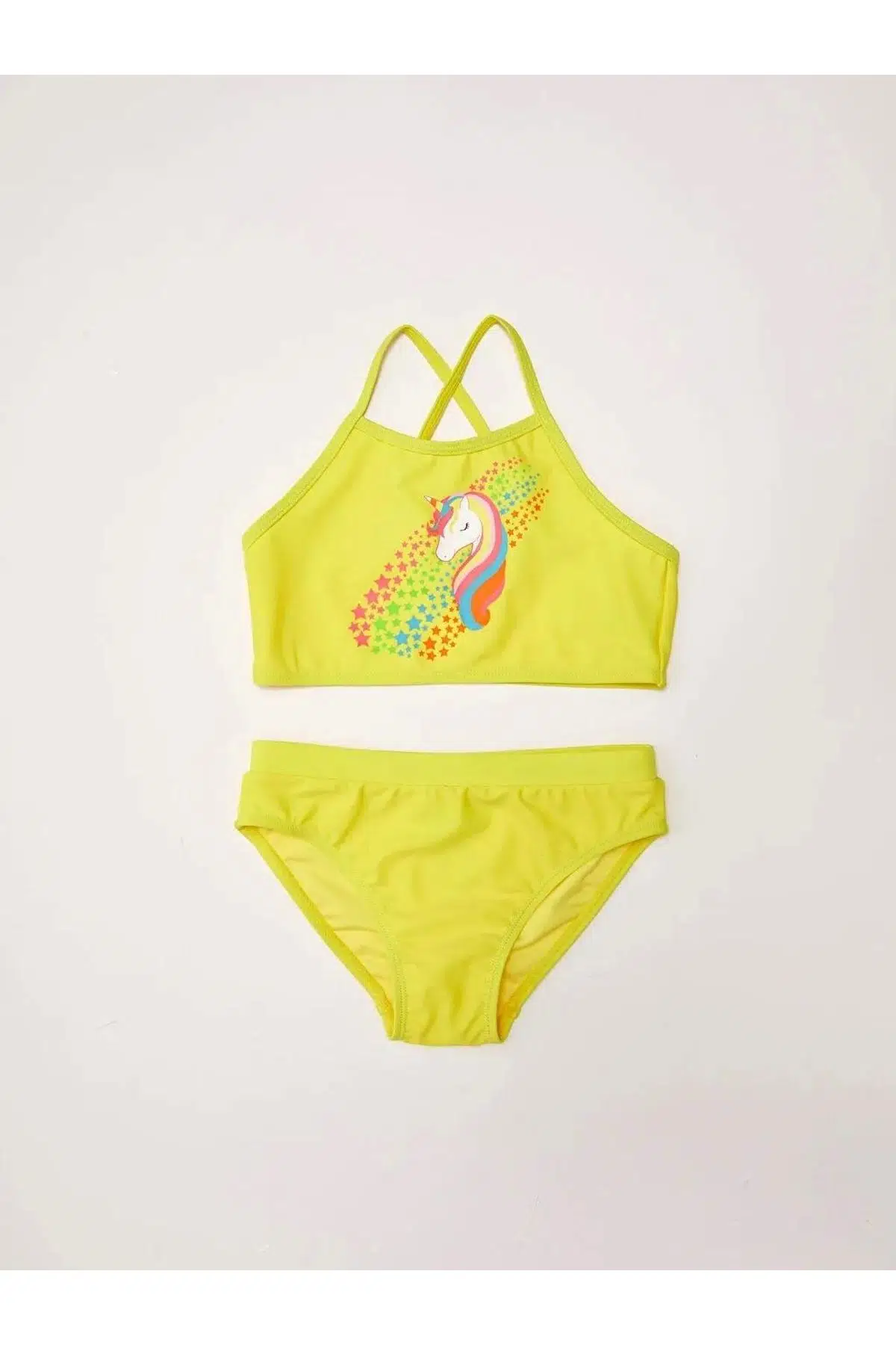 Baskılı kız çocuk bikini takım - SARI