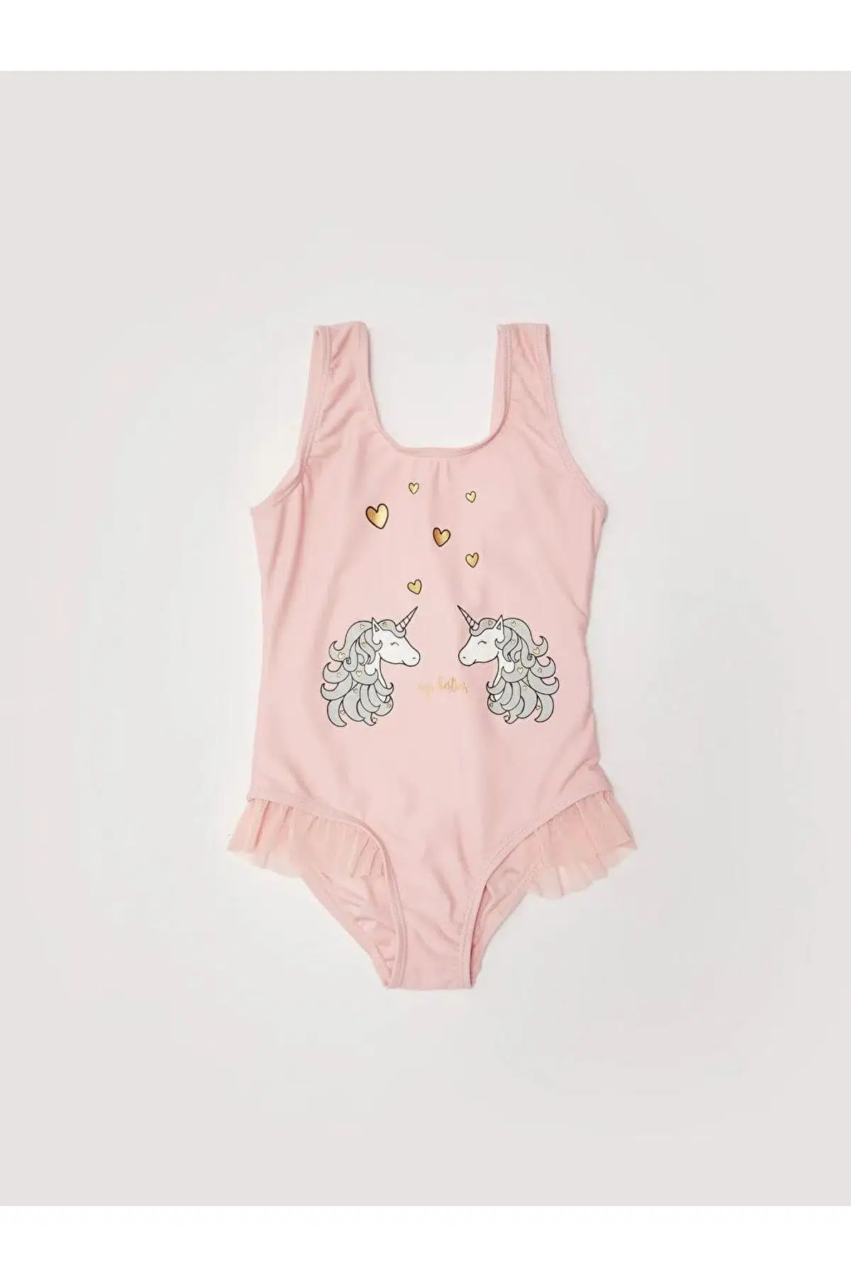 Baskılı kız çocuk mayo - TOZ PEMBE