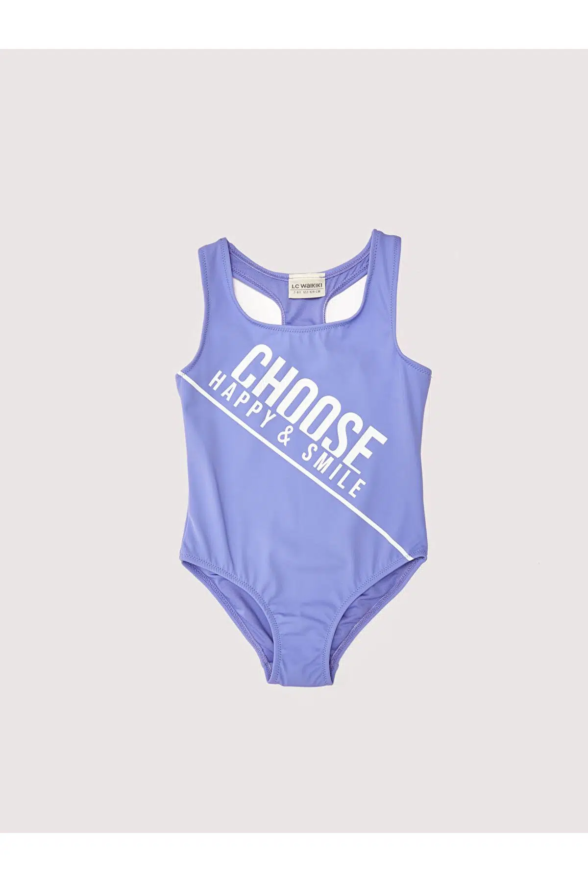 Beyaz Baskılı kız çocuk mayo DB200798CM - LİLA