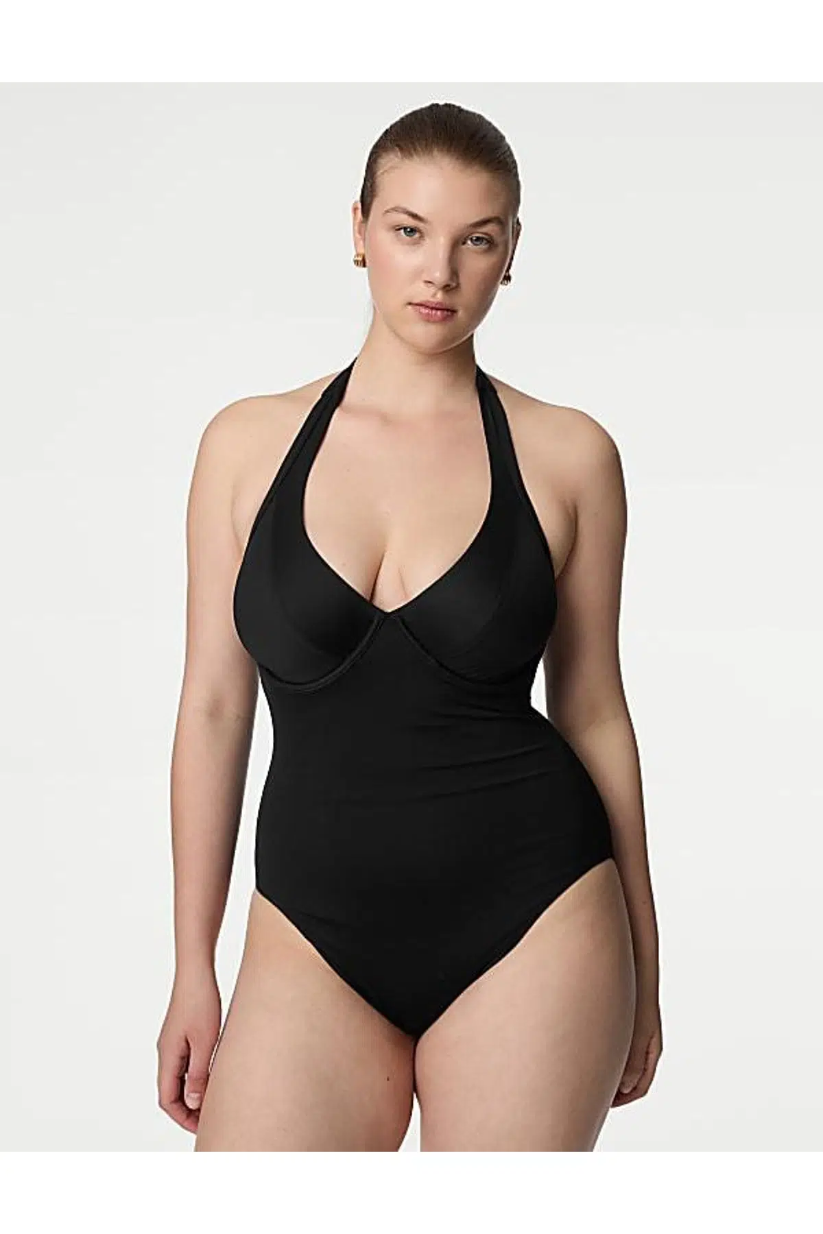 Boyundan bağlamalı balenli mayo - SİYAH