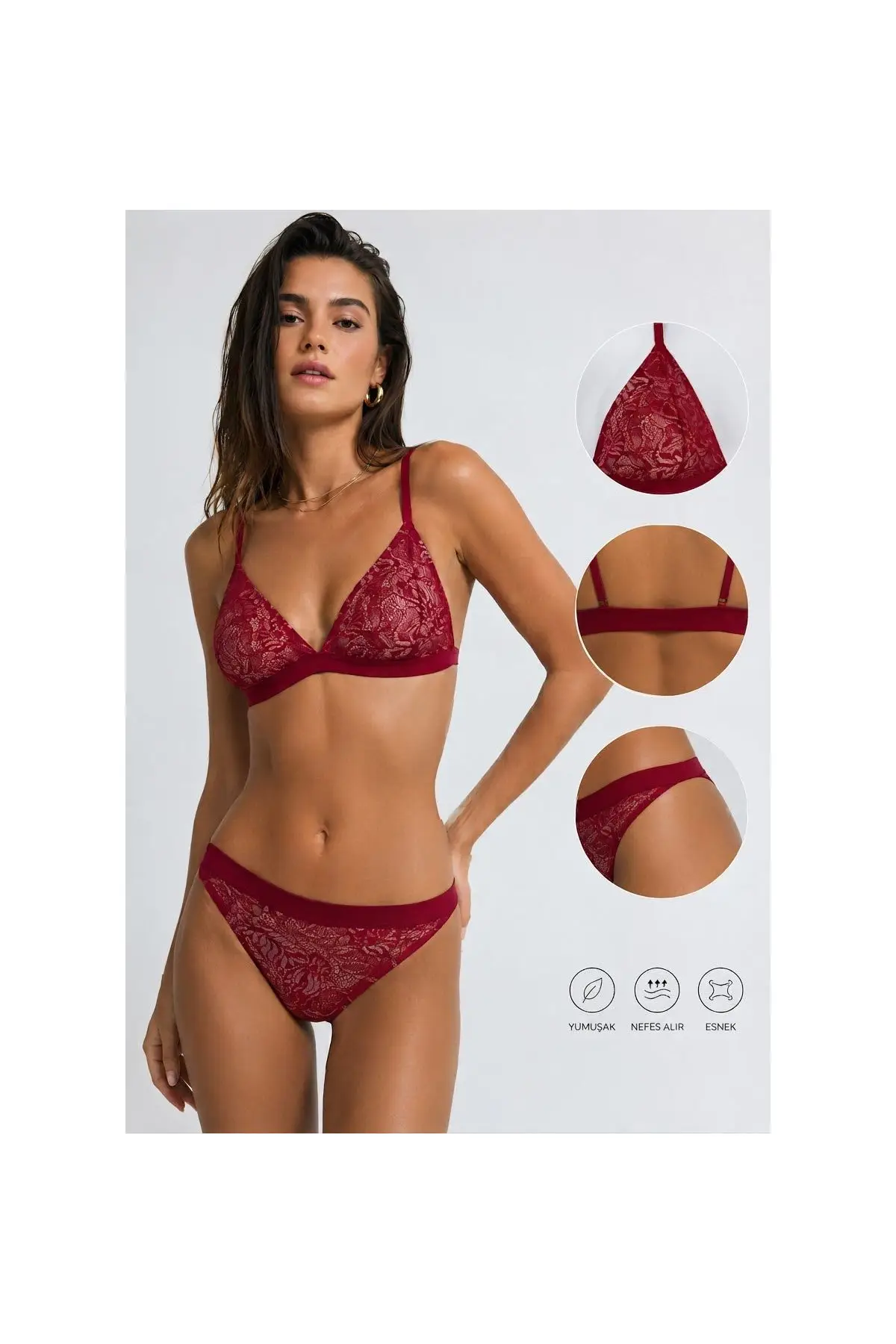 Bralet-String iç çamaşır takım DS20096BRT - KIRMIZI