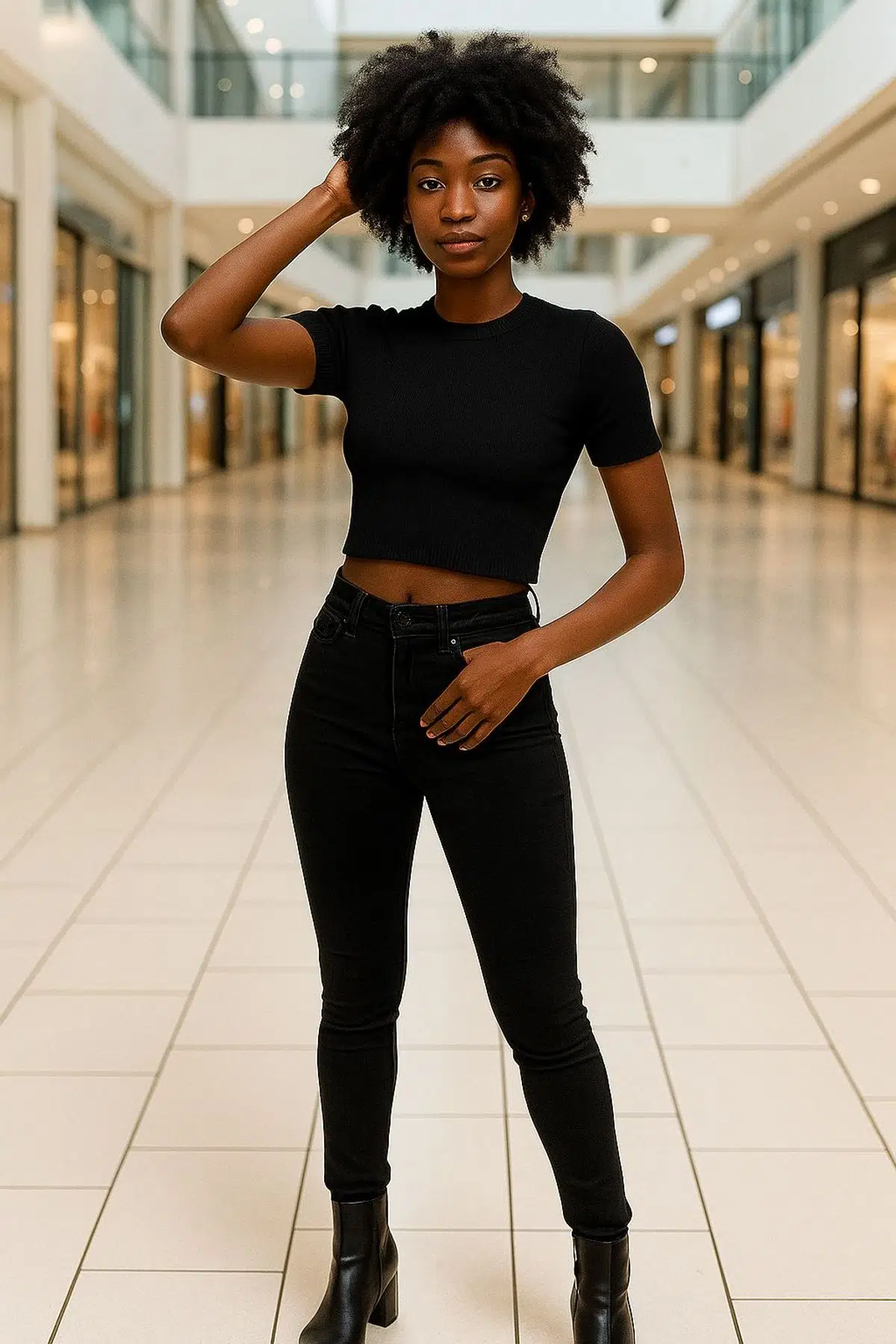 Crop Triko kazak - SİYAH