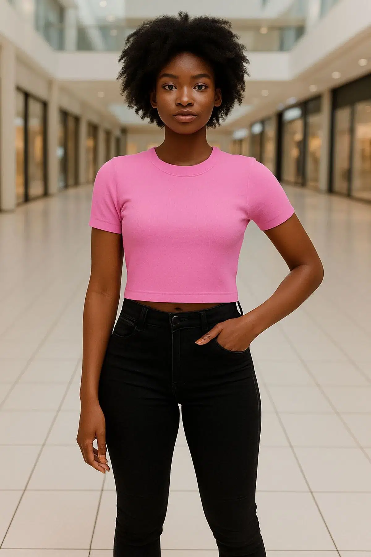 Crop Triko kazak - PEMBE