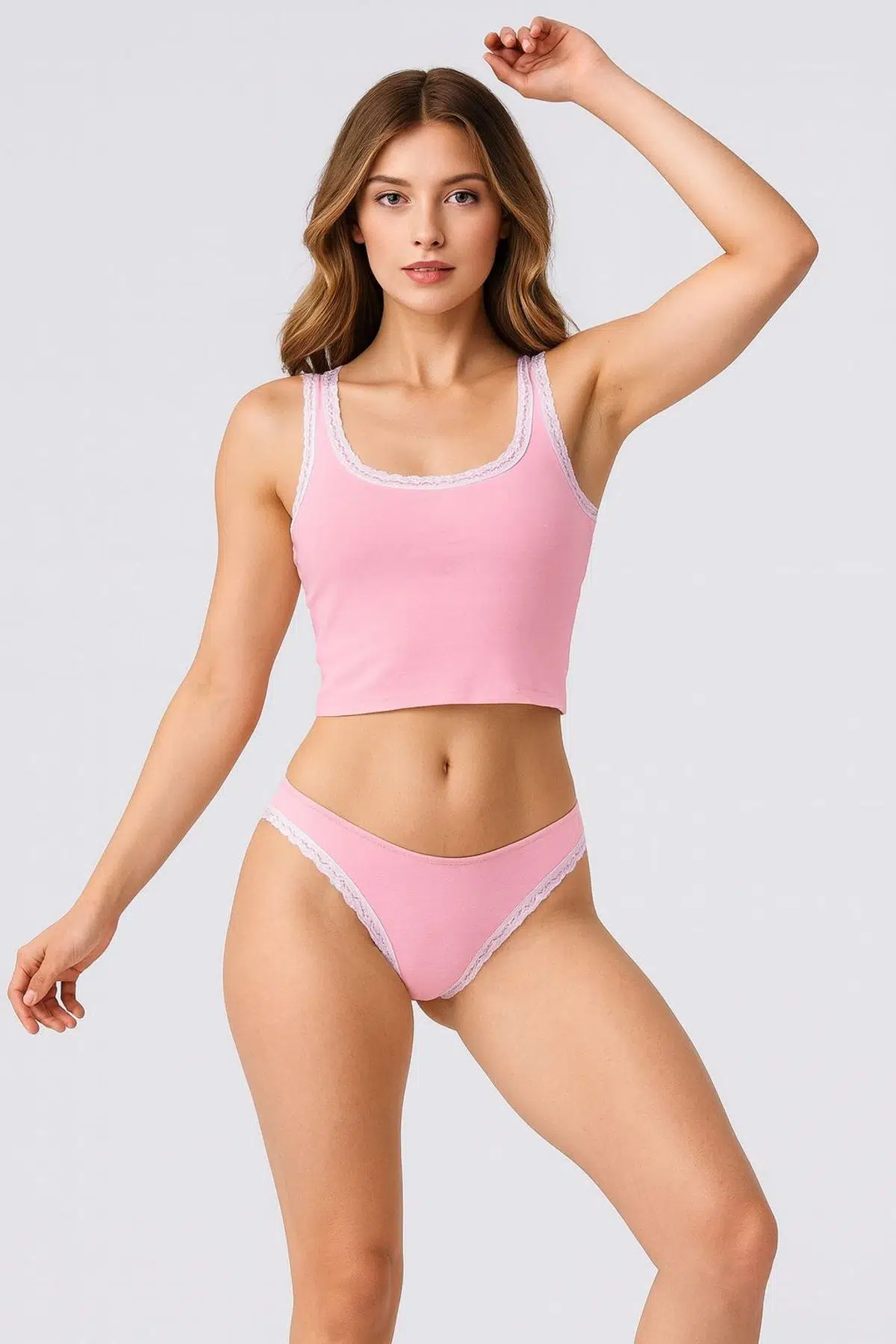 Dantel detaylı Atlet Külot Takım - PEMBE