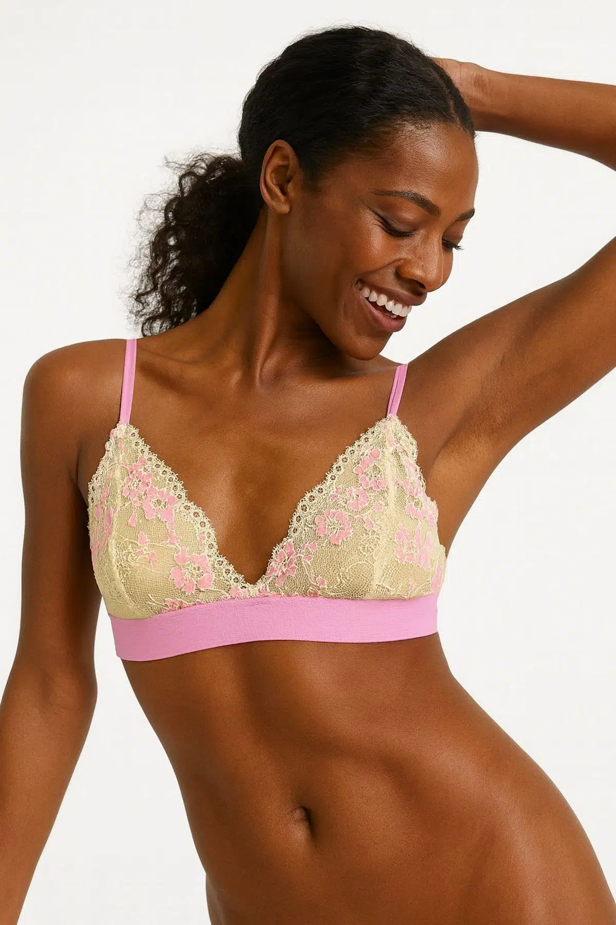 Dantelli bralet - PEMBE