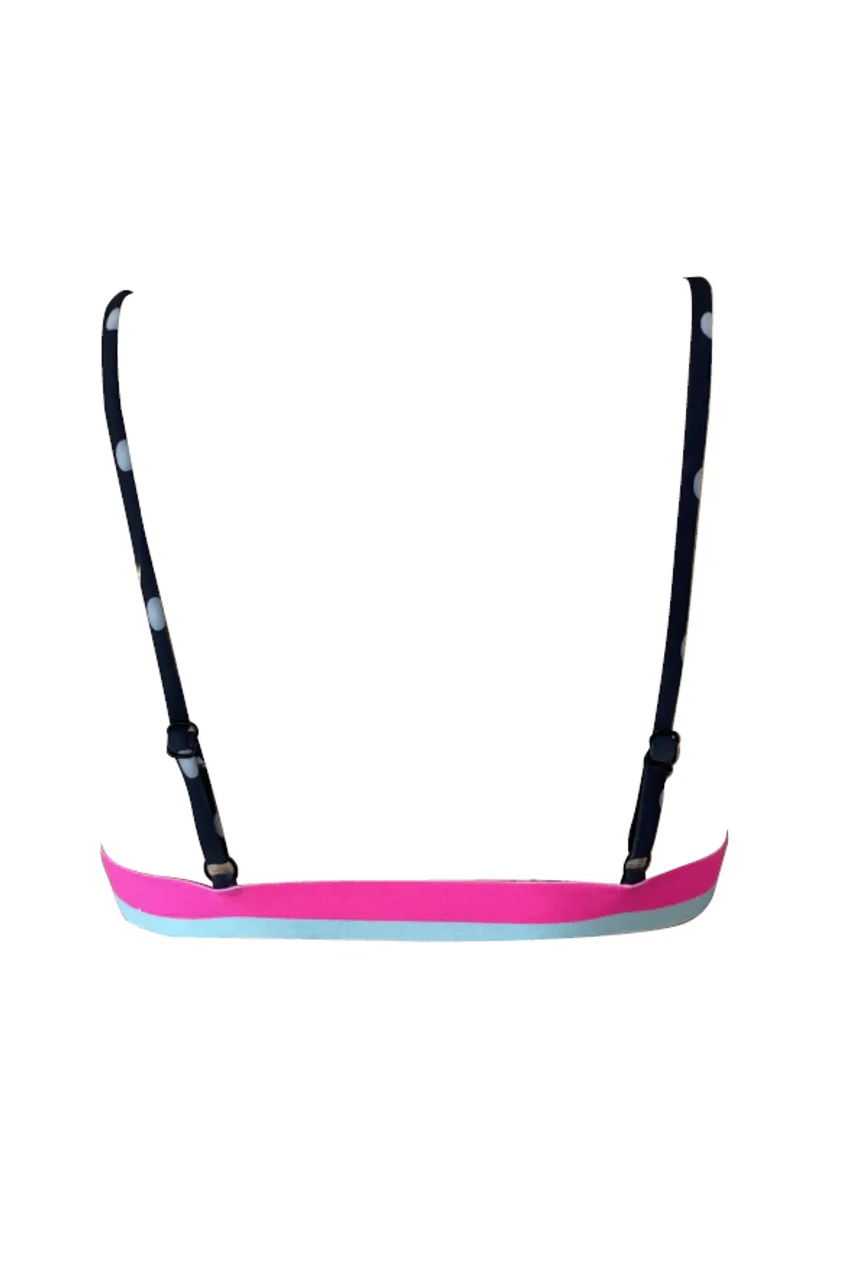 DB20088BU SİYAH BEYAZ PUANLI, ÇİZGİLİ LASTİKLİ, KAPLI ÜÇGEN ÜST BIKINI - SİYAH BEYAZ PUANLI