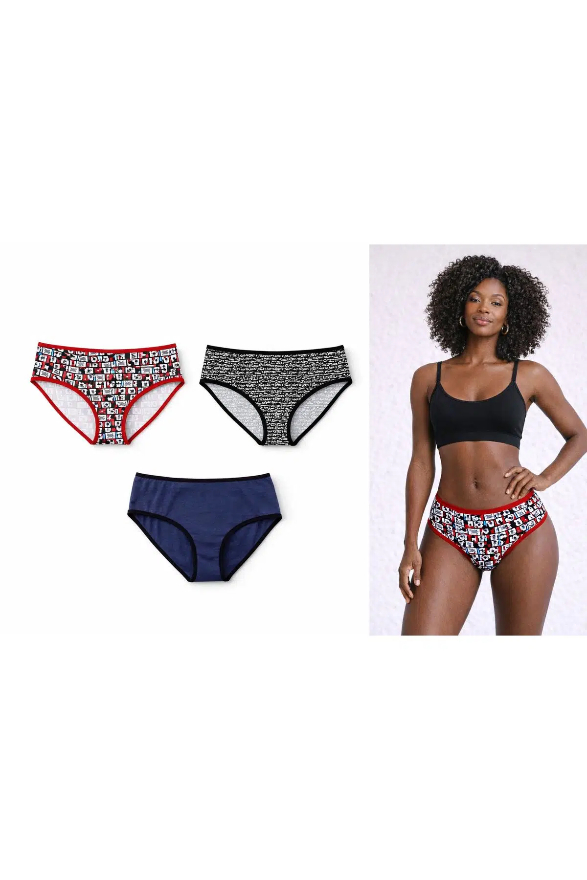 Desenli 3'lü Külot - ÇOK RENKLİ