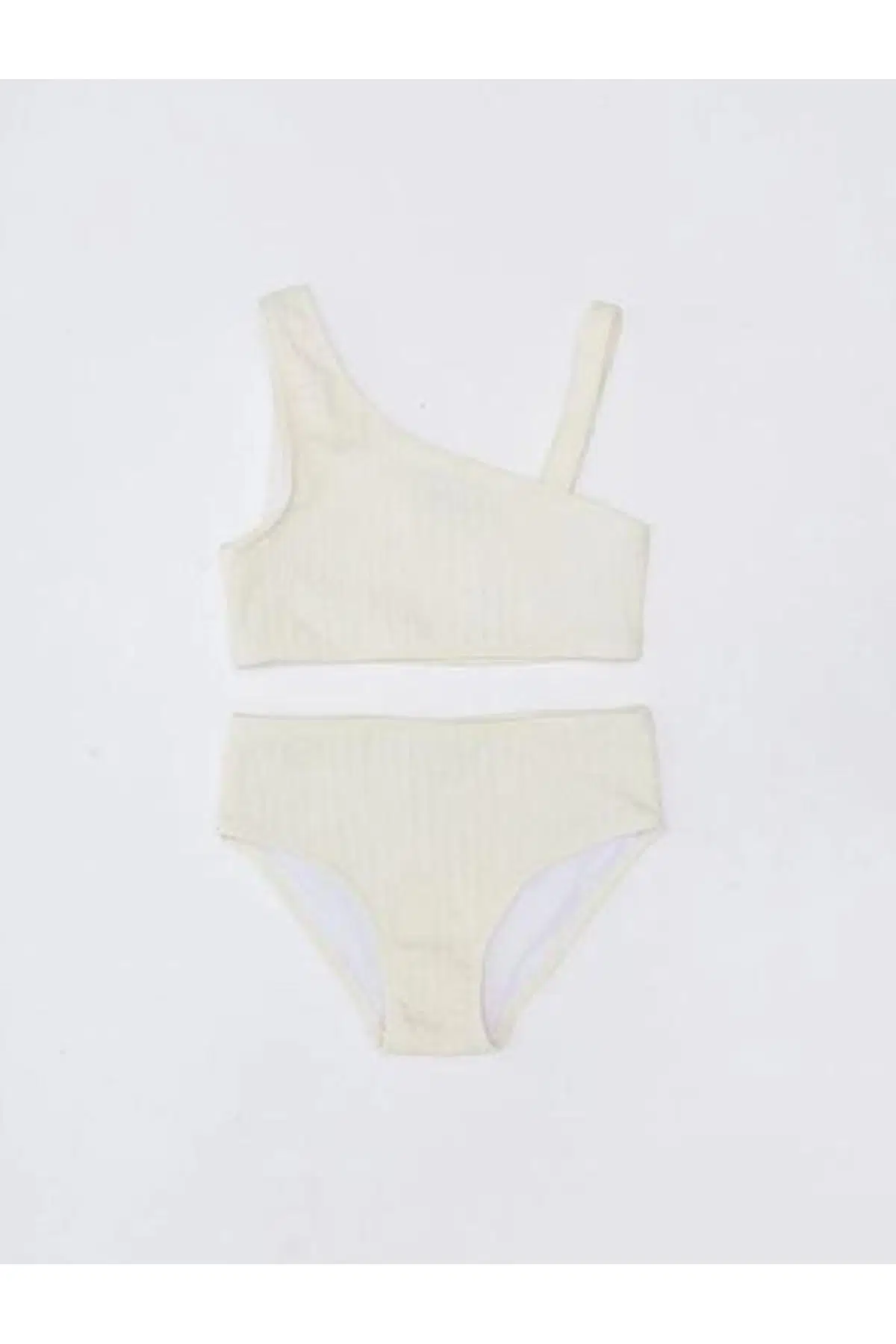 Dokulu kumaş kız çocuk bikini takım - EKRU