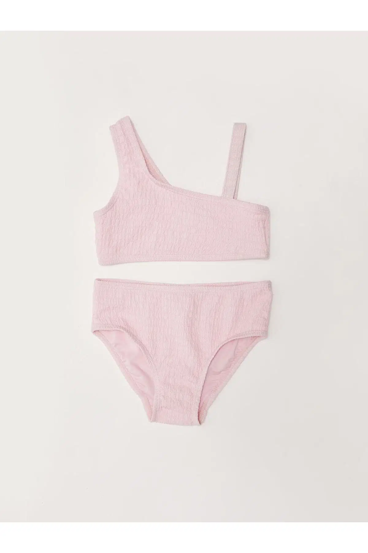 Dokulu kumaş kız çocuk bikini takım - PEMBE