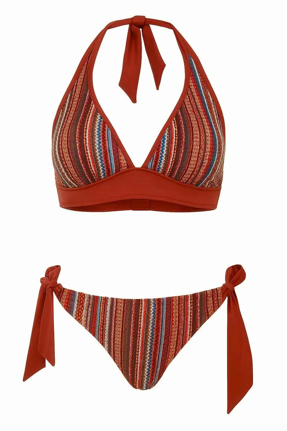 Dokulu Ve Dantelli Çok Renkli Bikini Takım