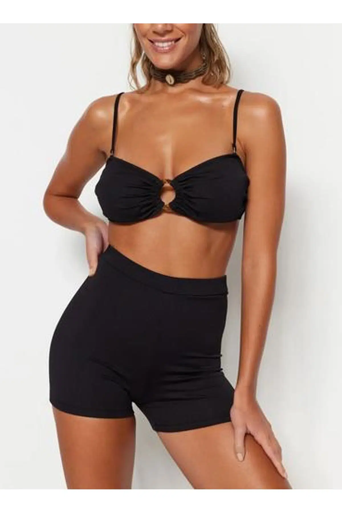 Dokulu Yüksek Bel Bikini Altı DB200792KT - SİYAH