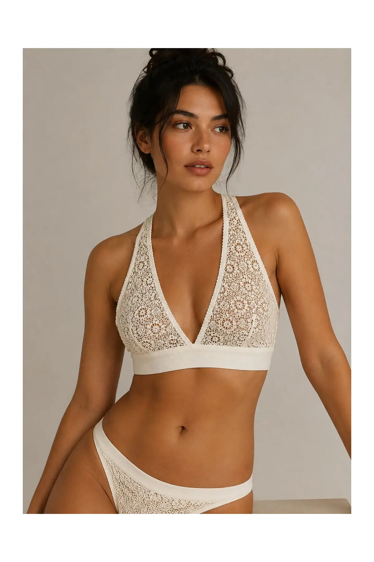 Ekru dantel soft bralet