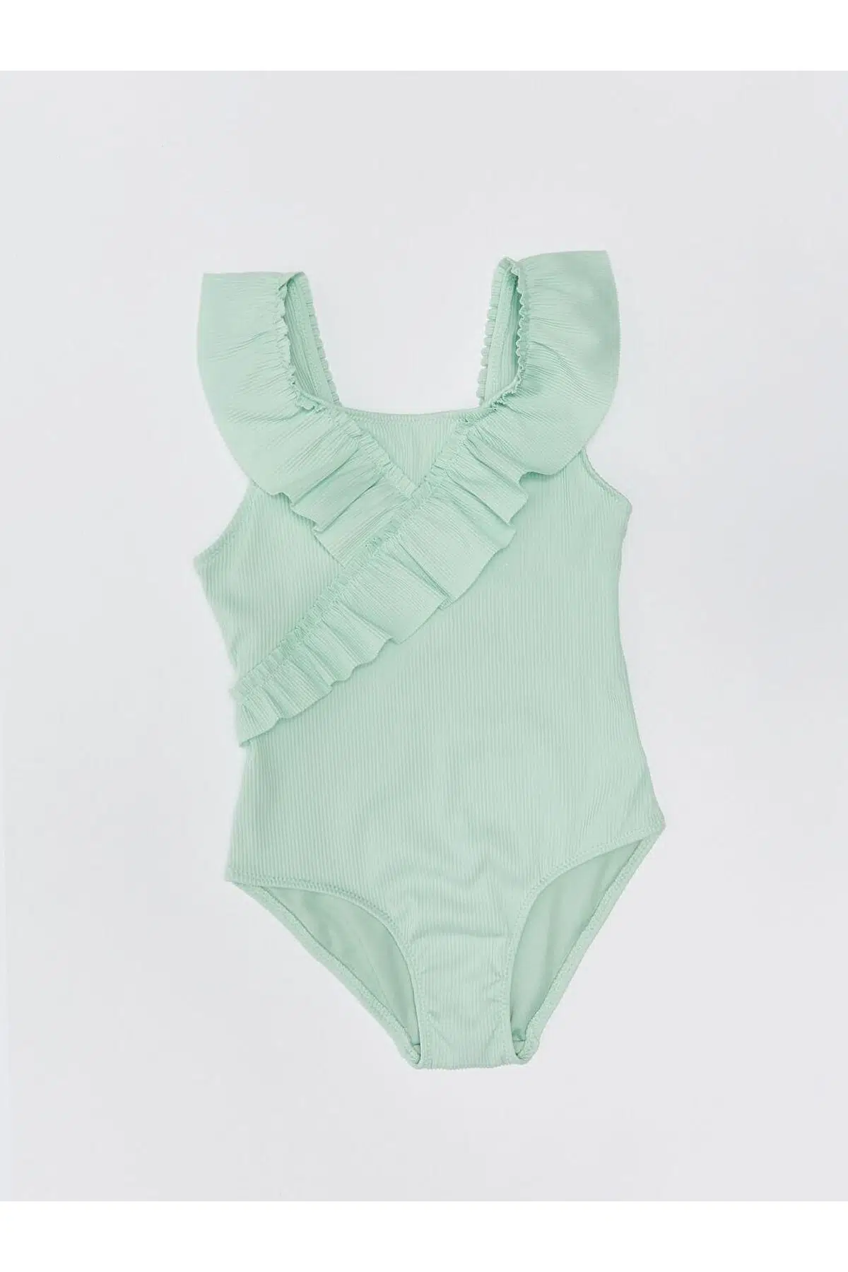 Fırfırlı Dokulu kumaş kız çocuk mayo DB200789CM - MINT