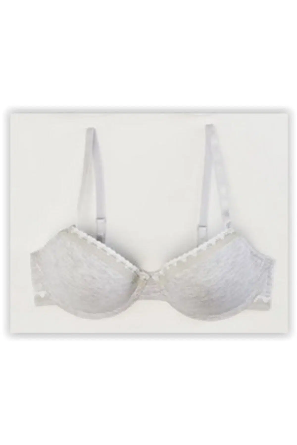 Kadın Gri Çizgi Lastikli Desteksiz Kaplı Balenli Sütyen