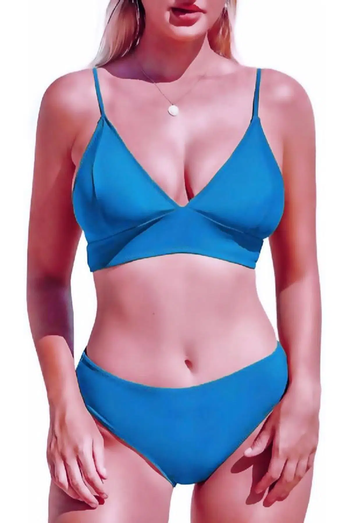 Kaplı Üçgen Bikini Üstü DB200051BU - MAVİ