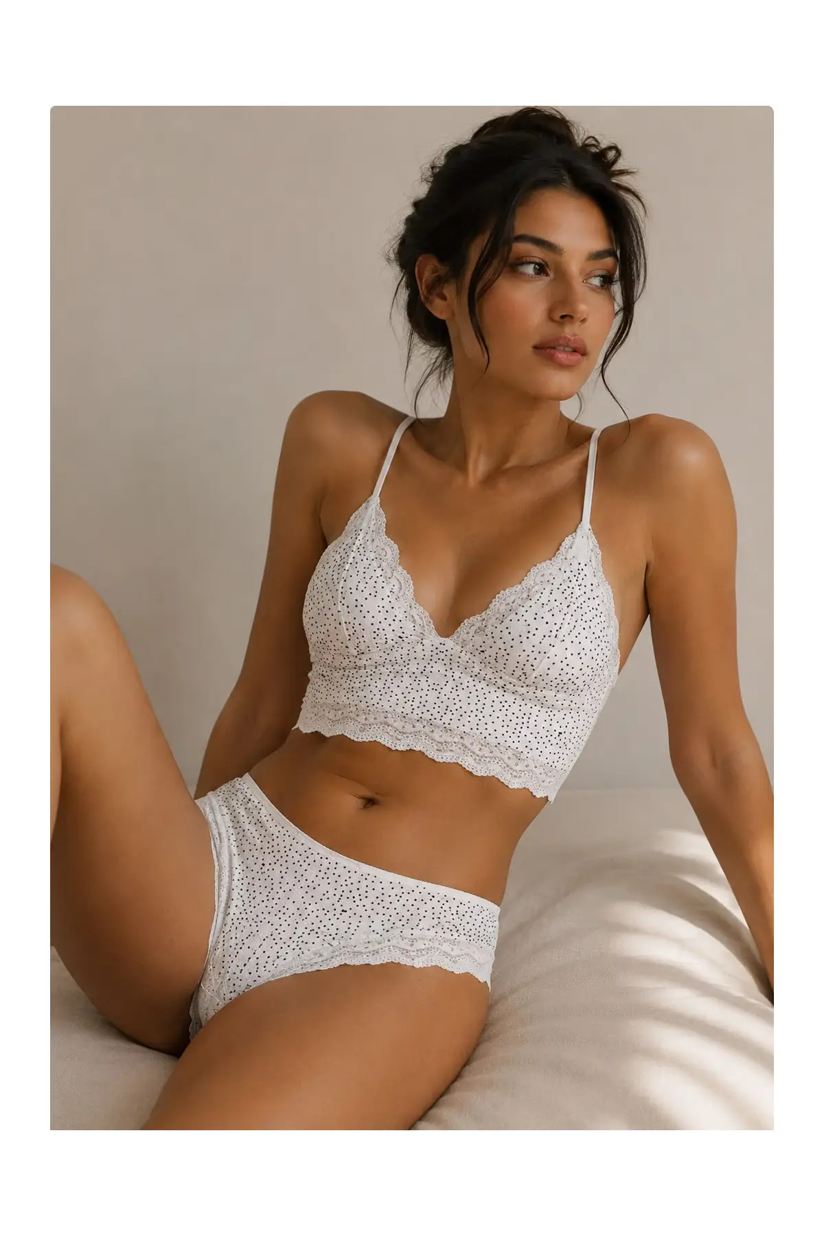 KOTON BEYAZ PUANLI BRALET TAKIM DS200583BRT - BEYAZ PUANLI