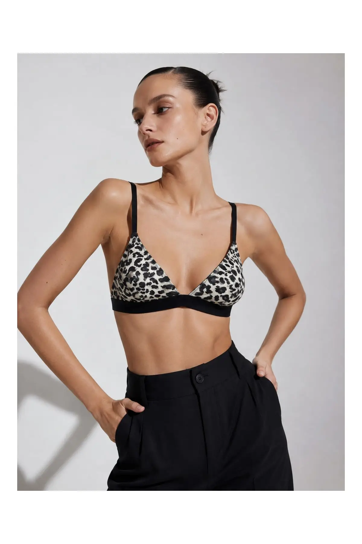 LEOPAR BASKILI MICRO BRALET DS200603BR - LEOPAR BASKILI