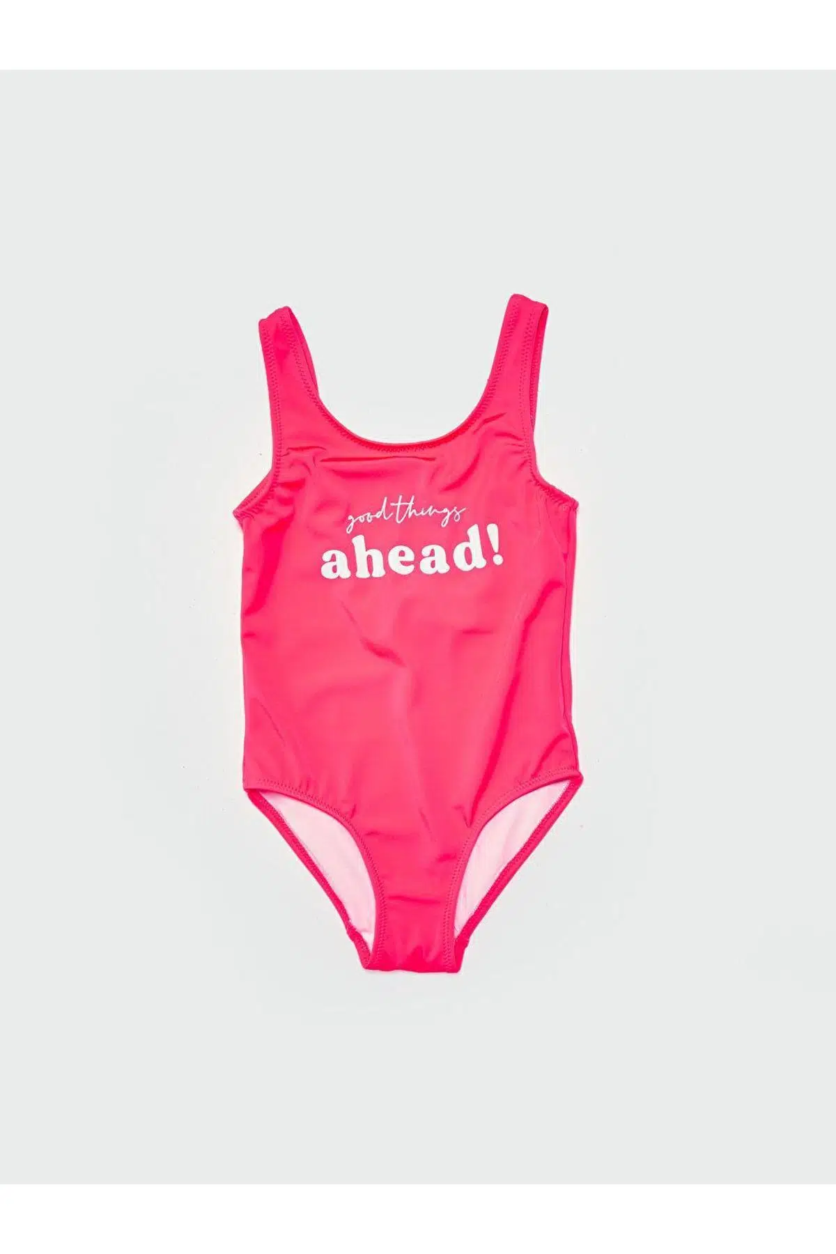 Beyaz Baskılı kız çocuk mayo DB200788CM - NEON TURUNCU