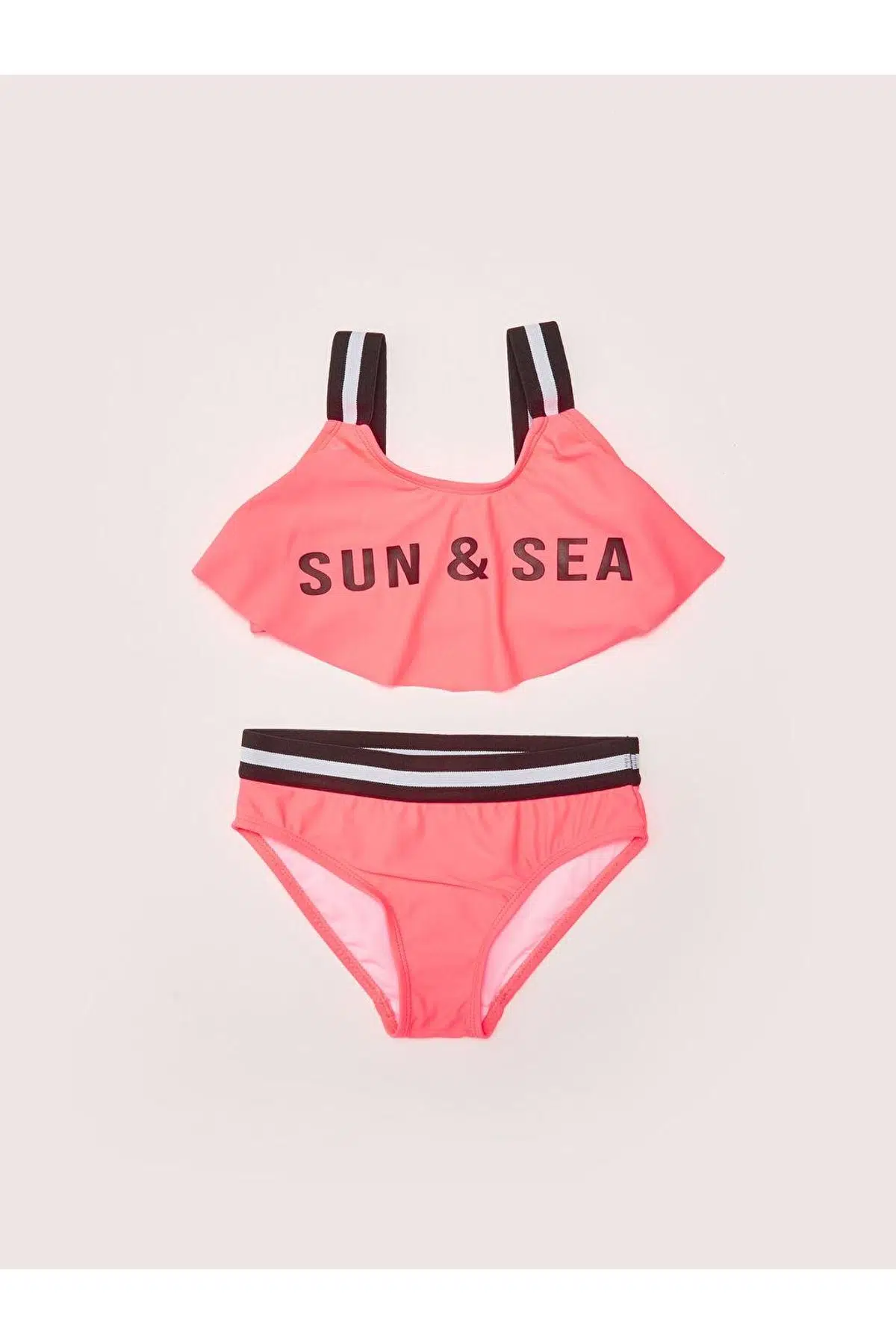 Mercan Volanlı Kız Çocuk Bikini Takım DB200790BT - NEON TURUNCU