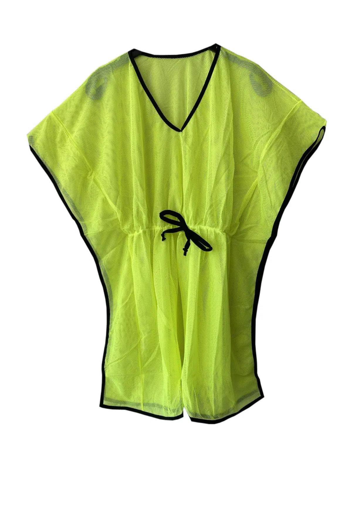 NEON SARI BELİ BÜZGÜLÜ FİLE PAREO - NEON SARI