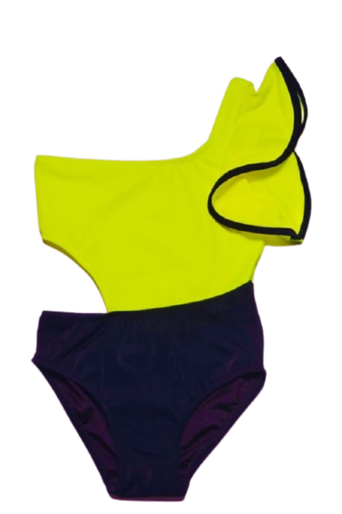 NEON SARI KOLU VOLAN DETAYLI KIZ ÇOCUK MAYO DB200566CM