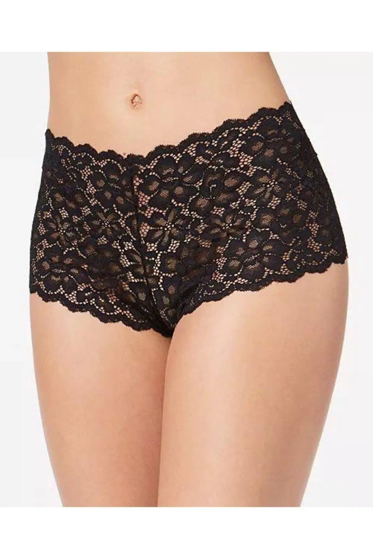 Fantezi Dantelli Şort Külot - SİYAH