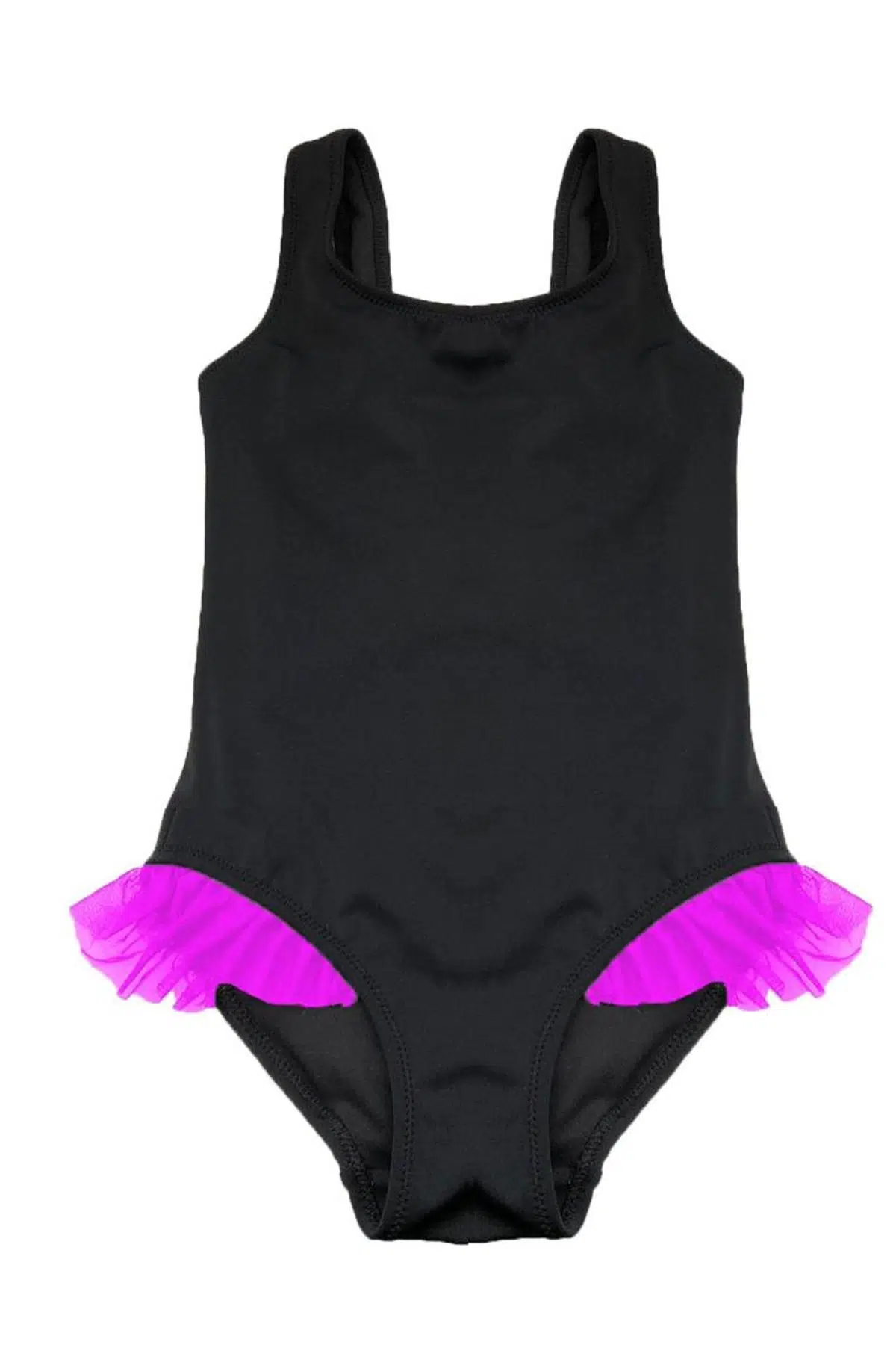 SİYAH PEMBE FIRFIR DETAYLI KIZ ÇOCUK MAYO DB200618CM