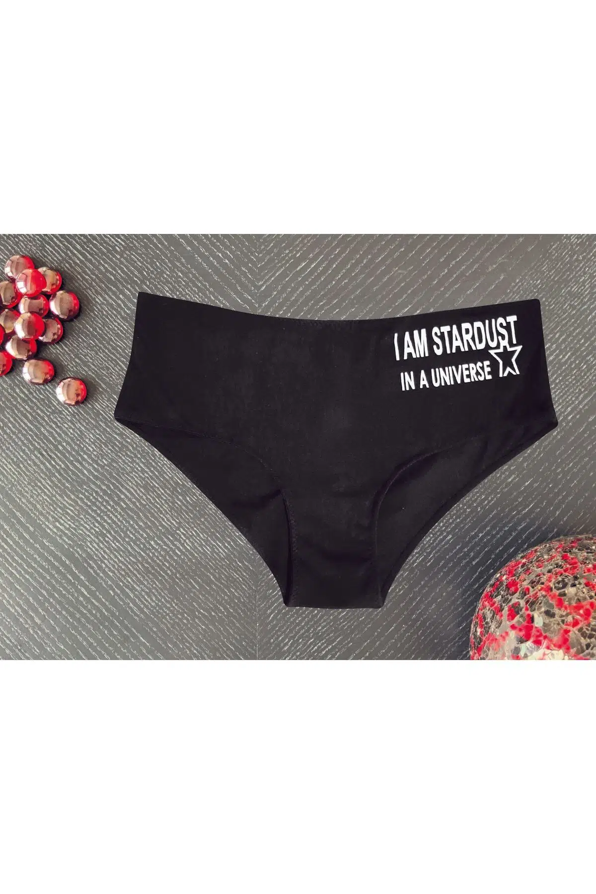 SİYAH YAZI BASKILI KOTON KİLOT - SİYAH