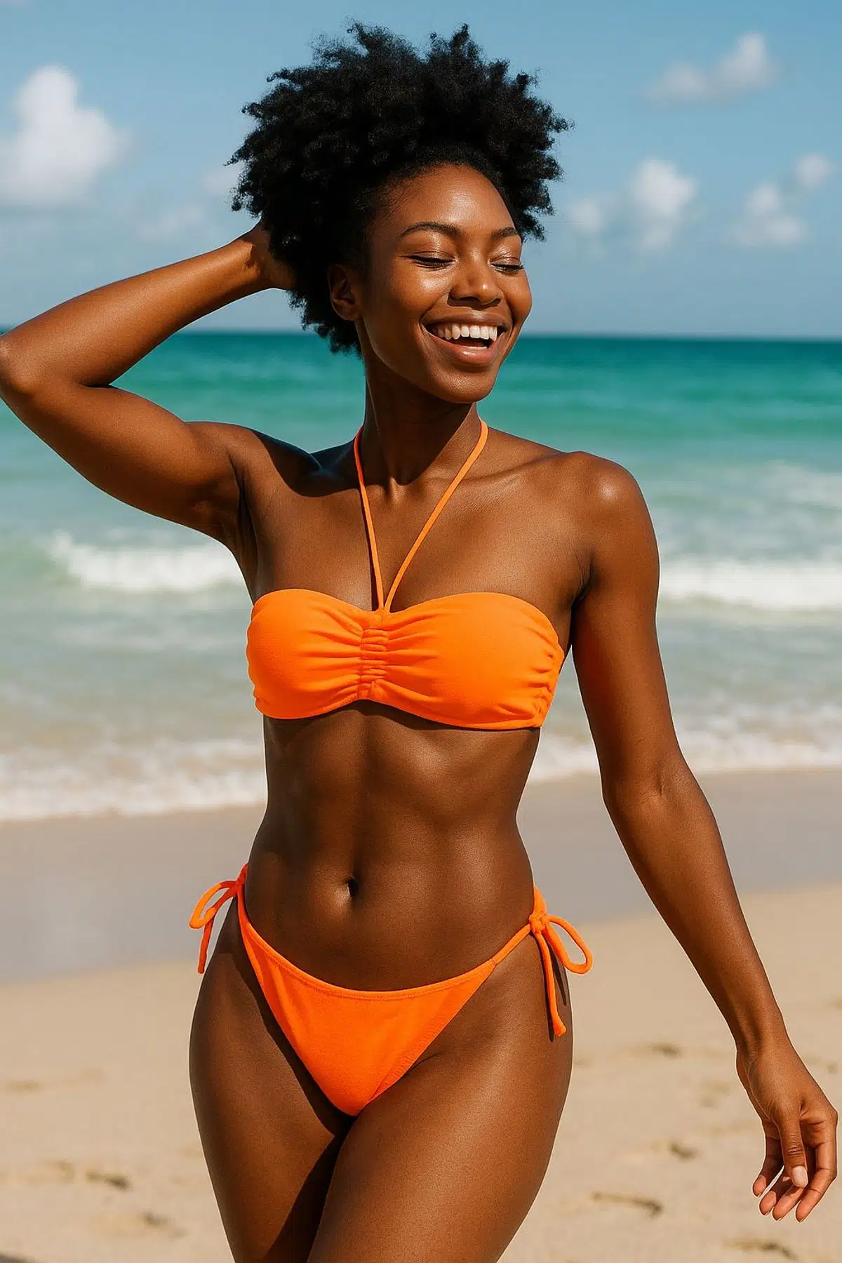 Straplez ipli bikini takım - NEON TURUNCU