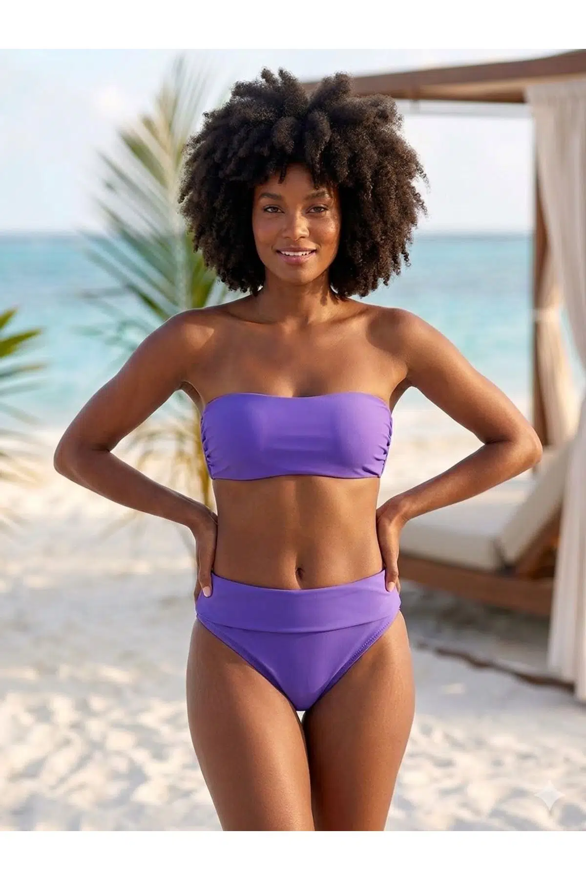 Süngerli Straplez bikini takım - LİLA