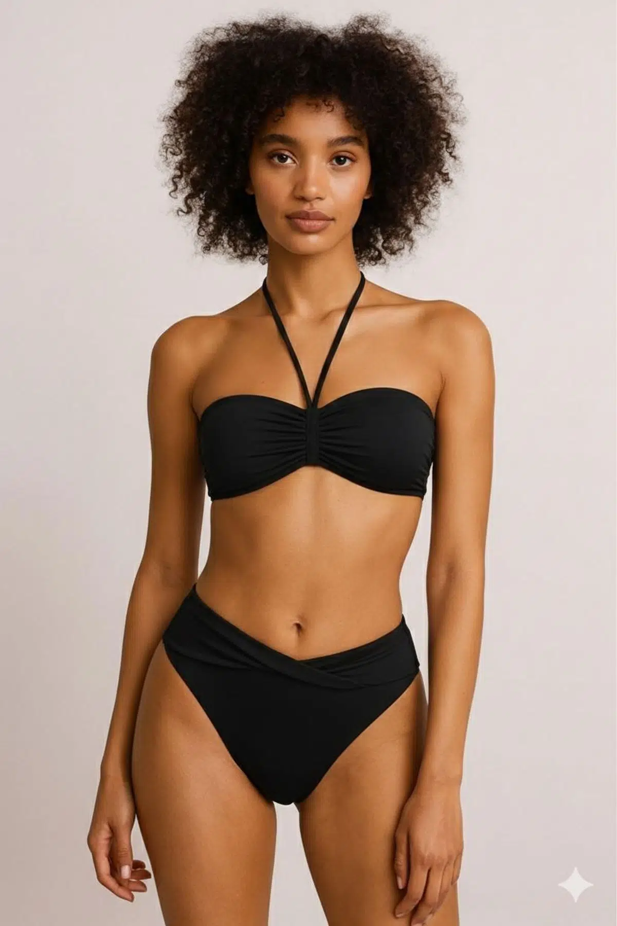 Straplez - twist bikini takım - SİYAH