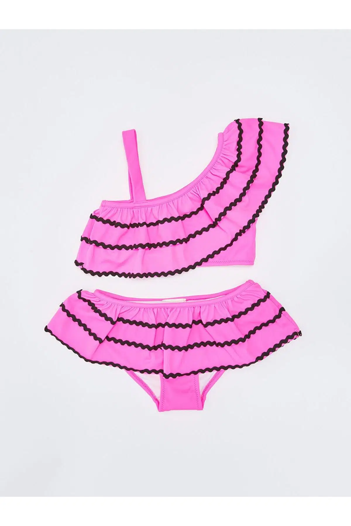 Sutaşı detaylı kız çocuk bikini takım - NEON FUŞYA