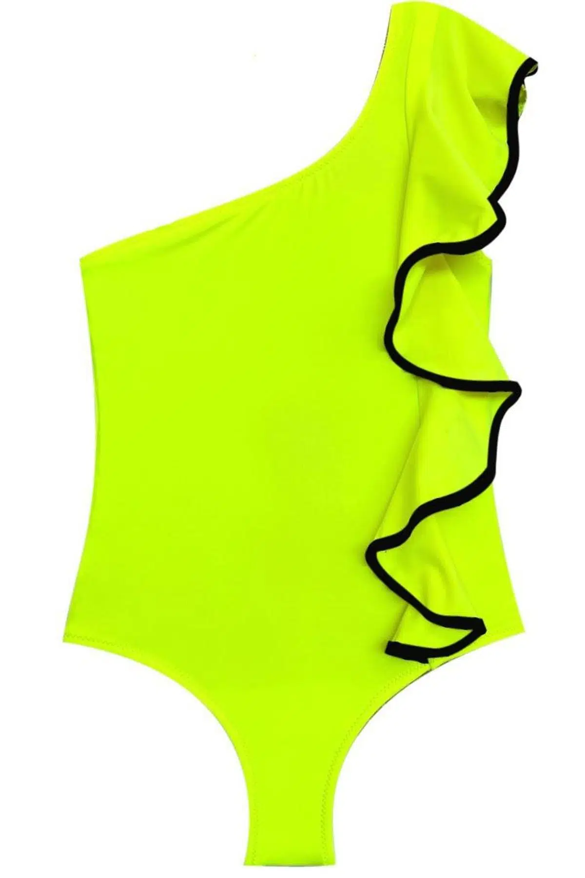 Sutaşı detaylı kız çocuk mayo DB200740CM - NEON SARI
