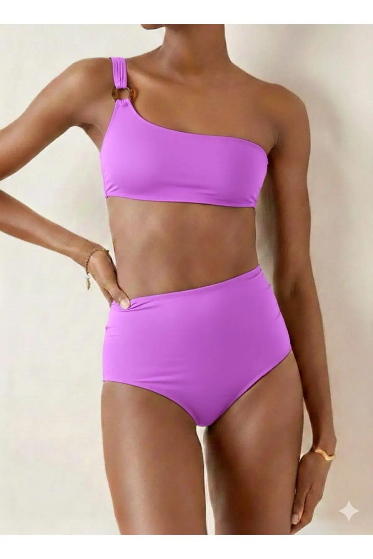 TOKALI BİKİNİ ÜST YÜKSEK BEL ALT BIKINI TAKIM DB200564BT - LİLA