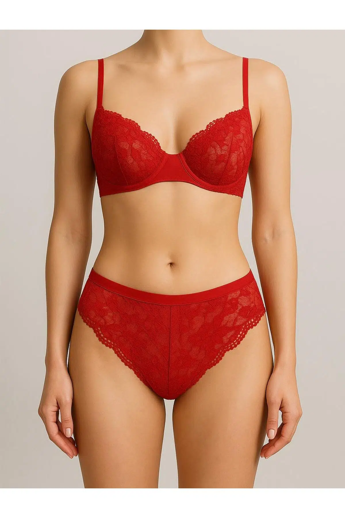 Toparlayıcı Balenli Sütyen Iç Çamaşır Takım - KIRMIZI