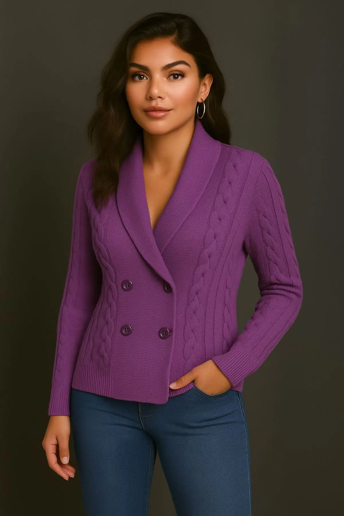 Triko Kruvaze Hırka - MOR