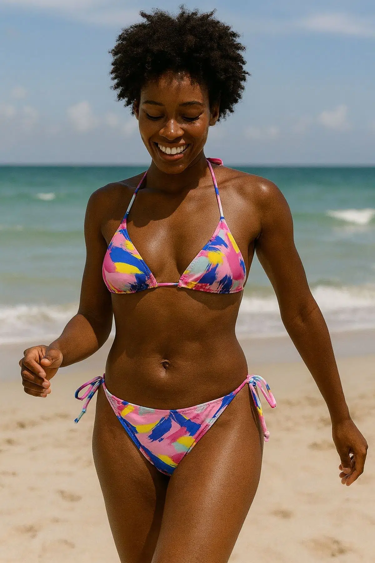 Üçgen Ipli Bikini Takım - BASKILI