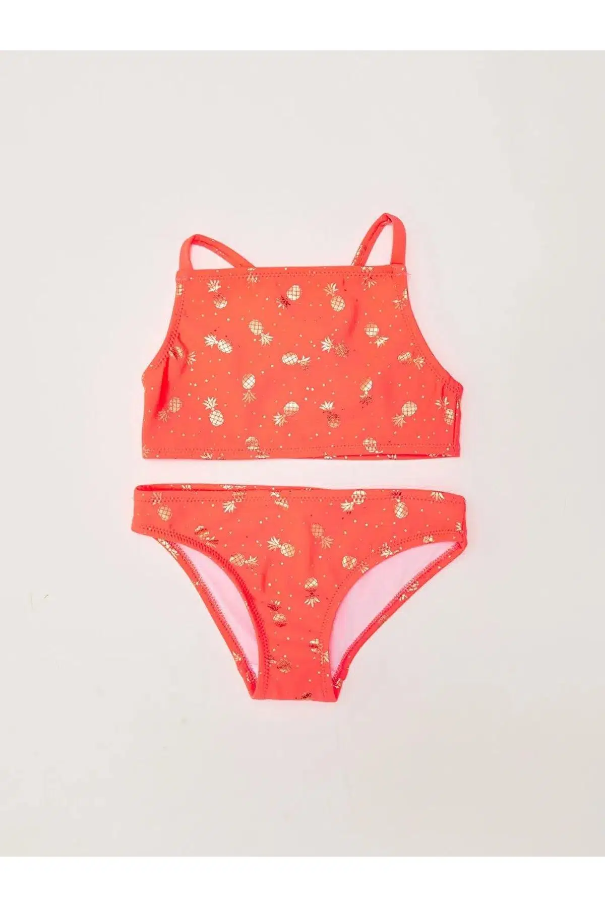 Varak baskılı kız çocuk bikini takım - NEON TURUNCU