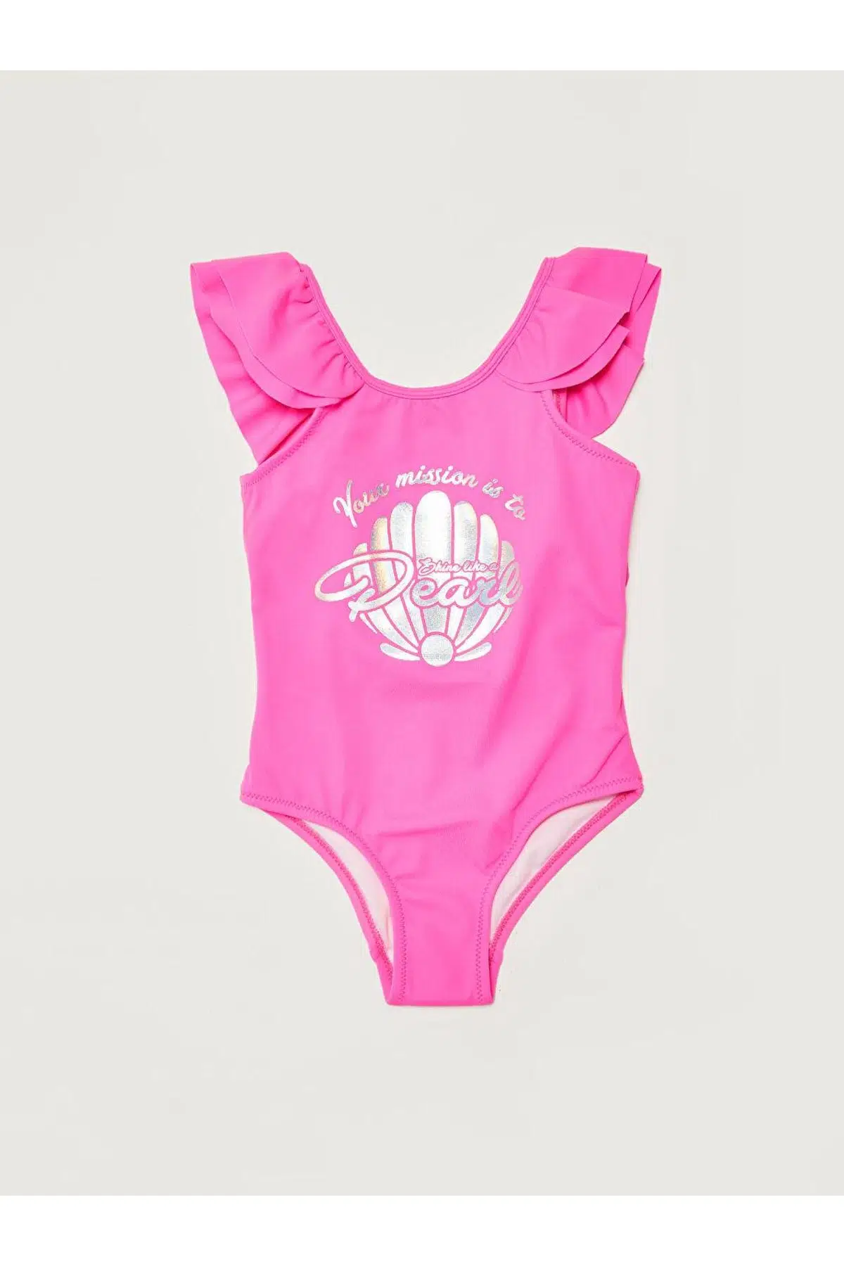 Varak baskılı kız çocuk mayo DB200722CM - NEON FUŞYA