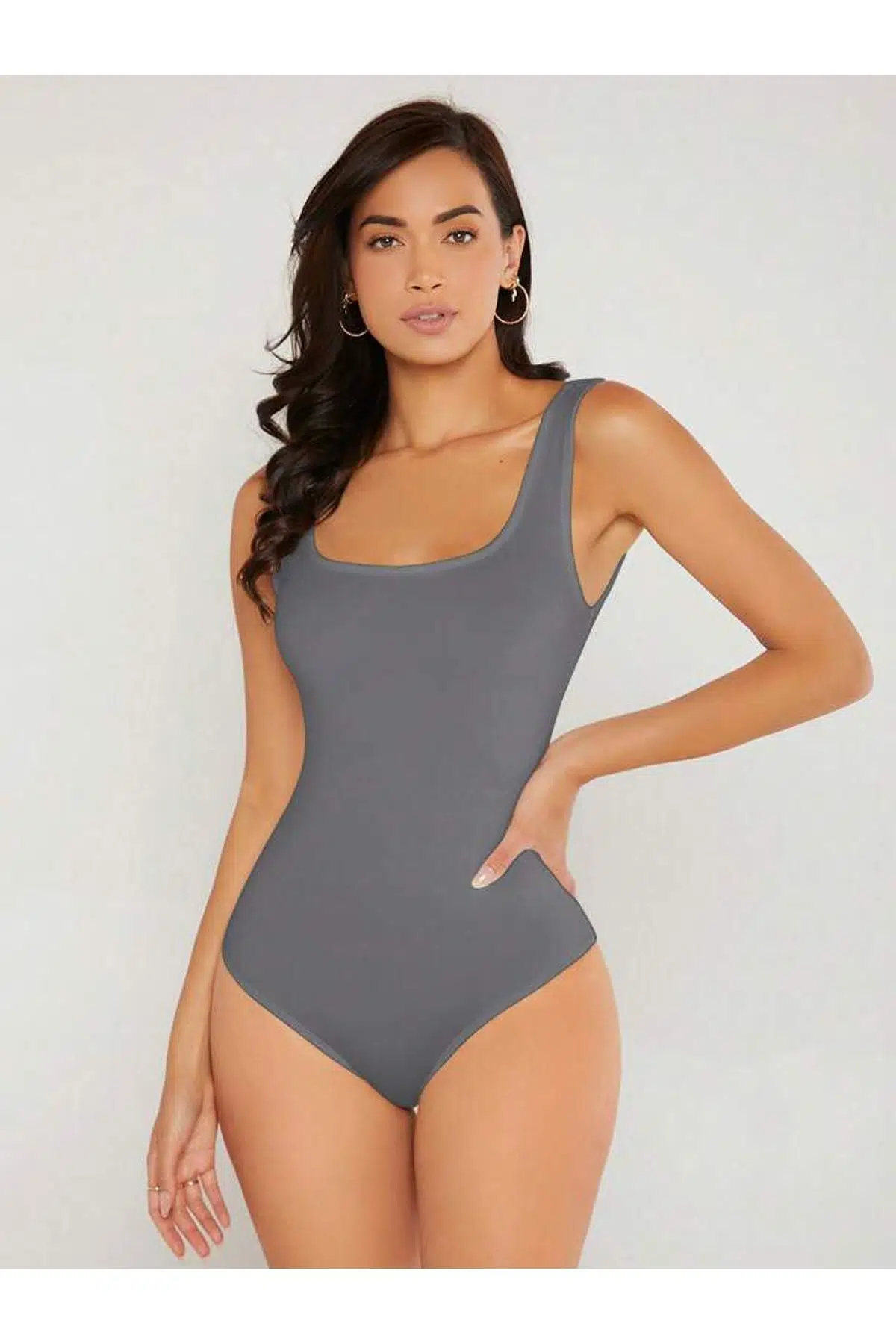 Yüzücü Kadın Mayo DB200794MA - GRİ